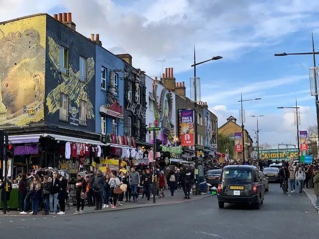 people walking in camden town in london