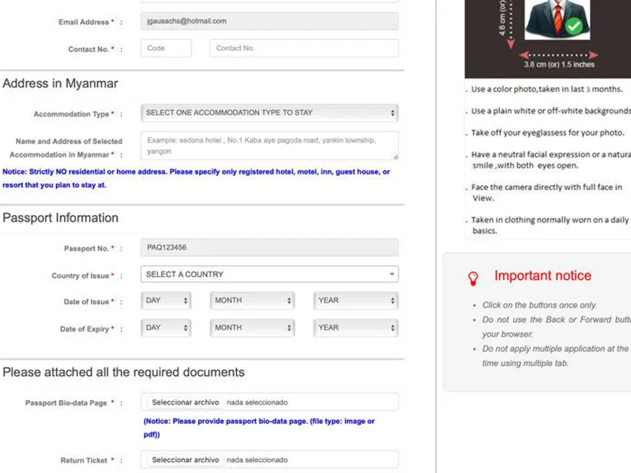subir foto para conseguir el visado