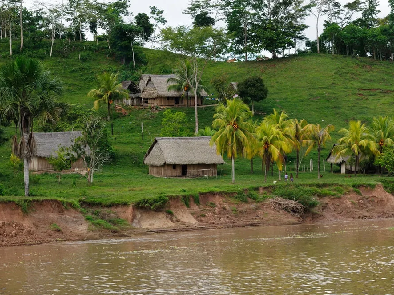casas de uma das comunidades que vive na amazonia