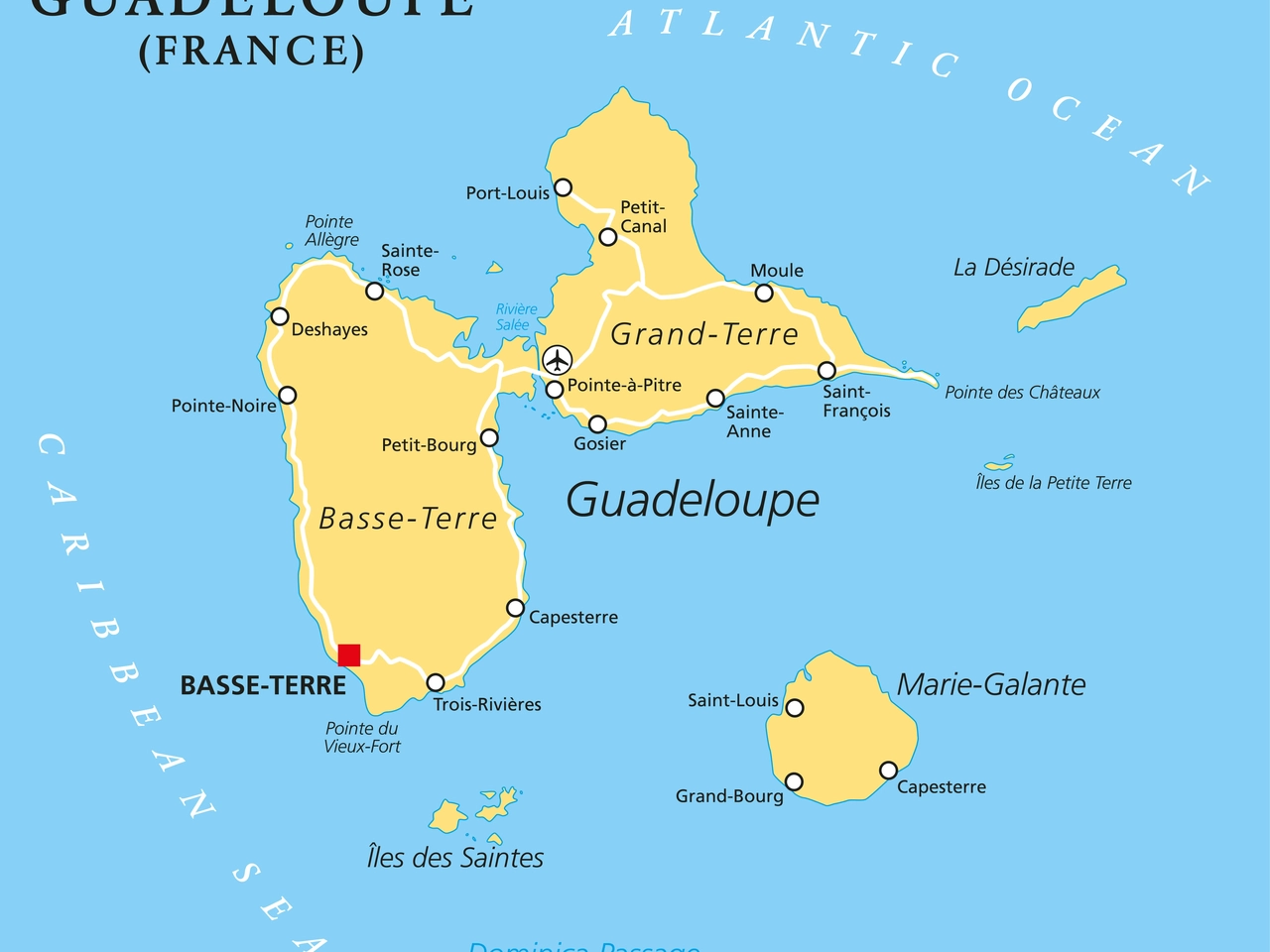 mapa da ilha de guadaloupe