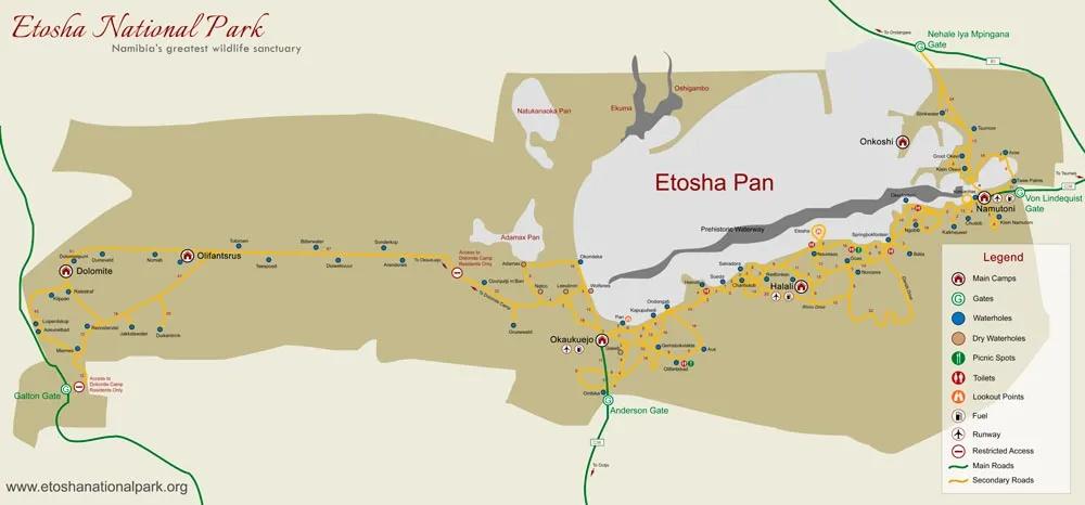mapa de Etosha