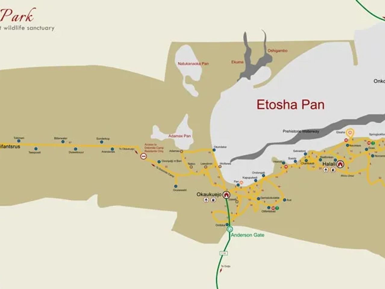 mapa de Etosha