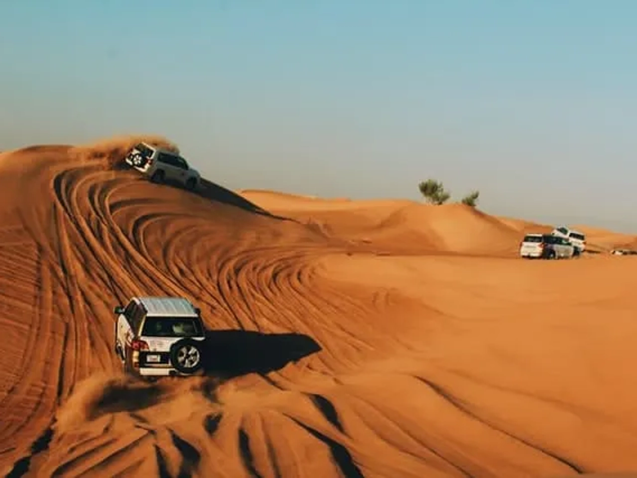 carros no deserto durante o dia