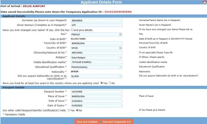 visado online india