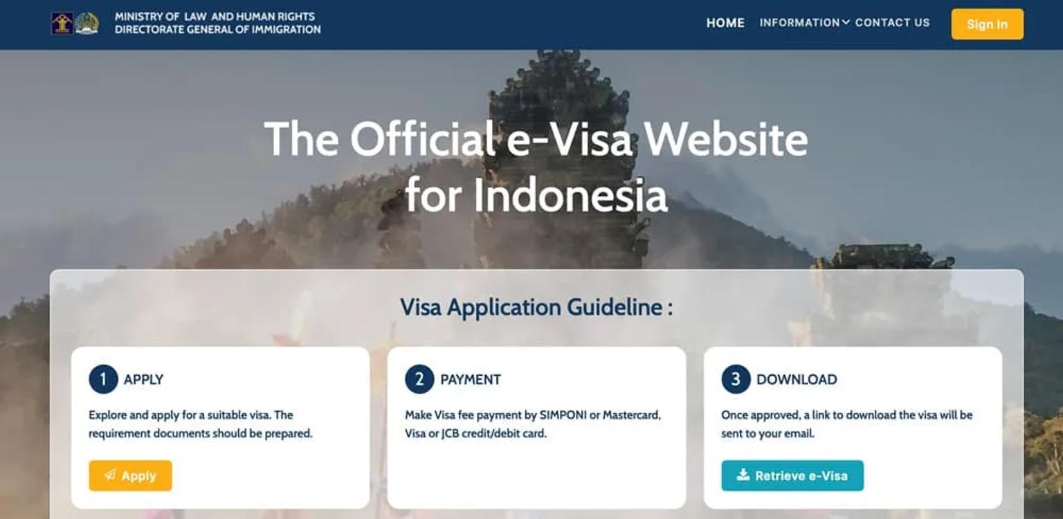 Visado online para Indonesia