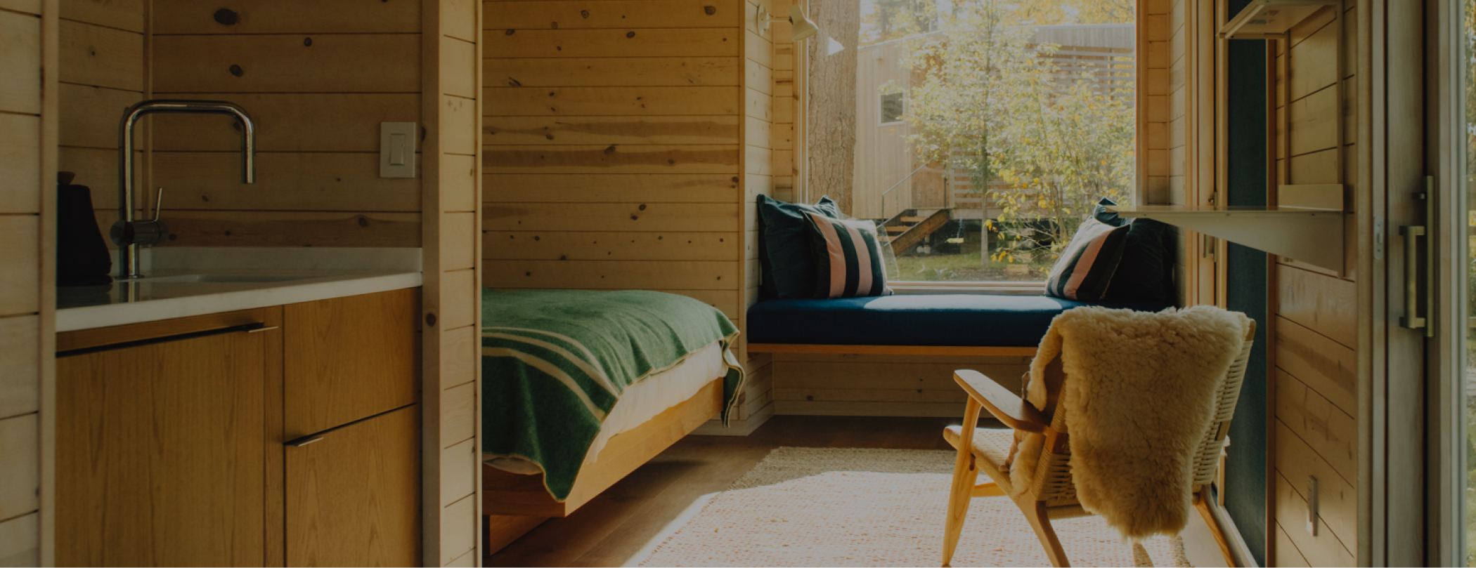 interior of the woodland cabin