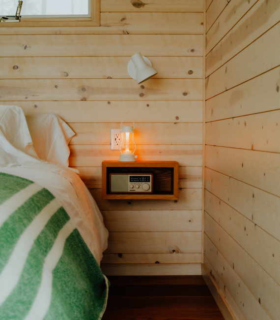 interior of the woodland cabin