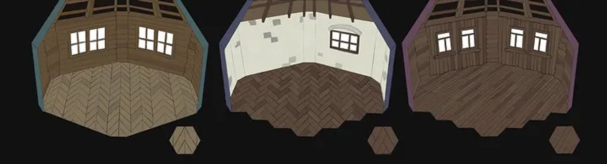 Concept art exploration for house interior wall and flooring designs (Subject to change)
