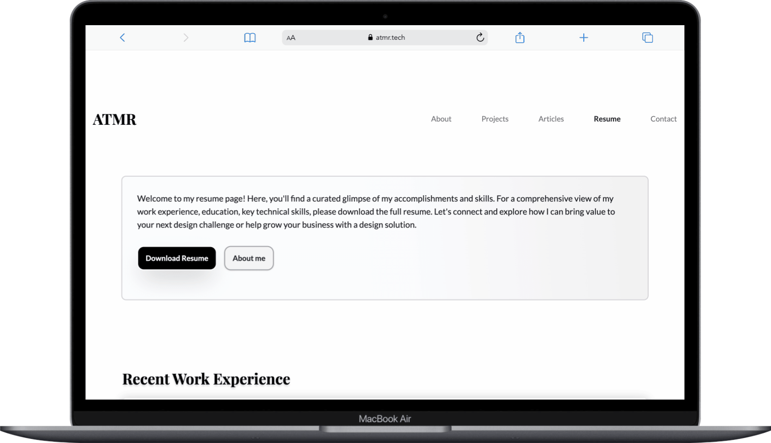 Resume page