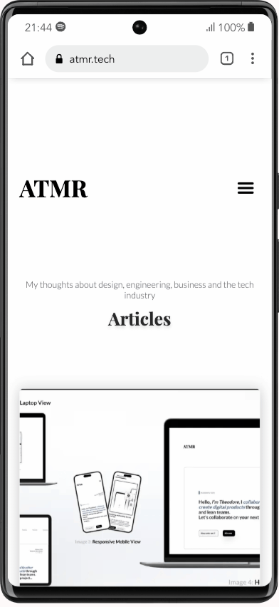 Mobile Responsive view of Articles Page