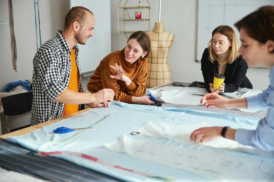 People talking about an interior design project