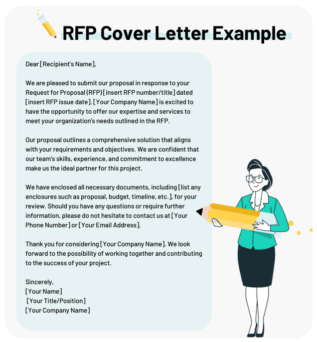 Example RFP cover letter layout showing thanks for the opportunity, company introduction and qualifications summary
