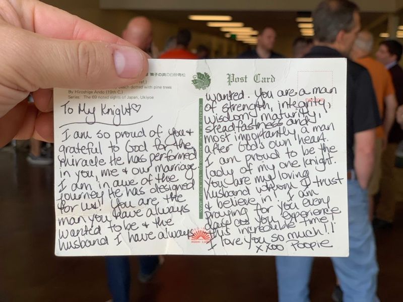 Bryan handed me this card his wife, Celia, had given him Bryan handed me this card his wife, Celia, had given him