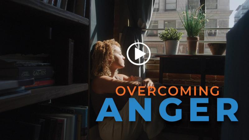 Video thumbnail titled Overcoming Anger showing a woman sitting by a window.