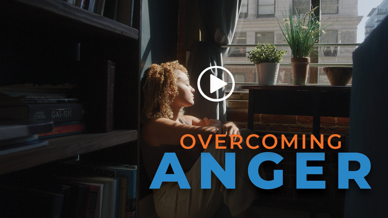 Video thumbnail titled Overcoming Anger showing a woman sitting by a window.