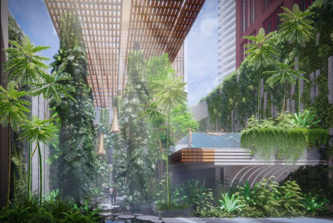 Render showing Elicyon's architectural design for the Singapore Botanical Hotel