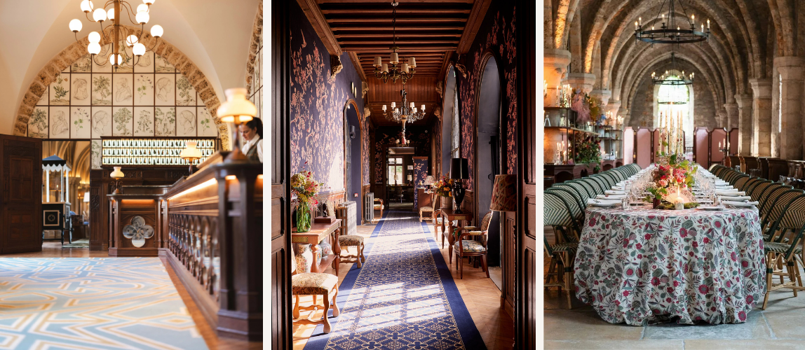 three images of the architecture and design of the luxury hotel in Paris France