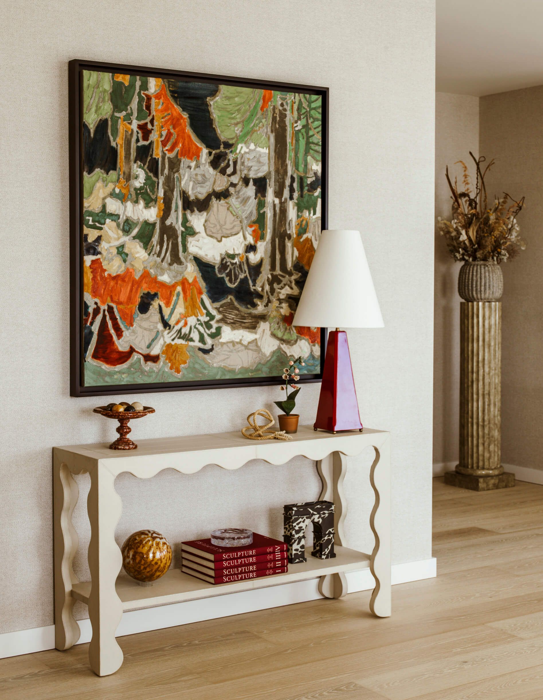 Table with artwork