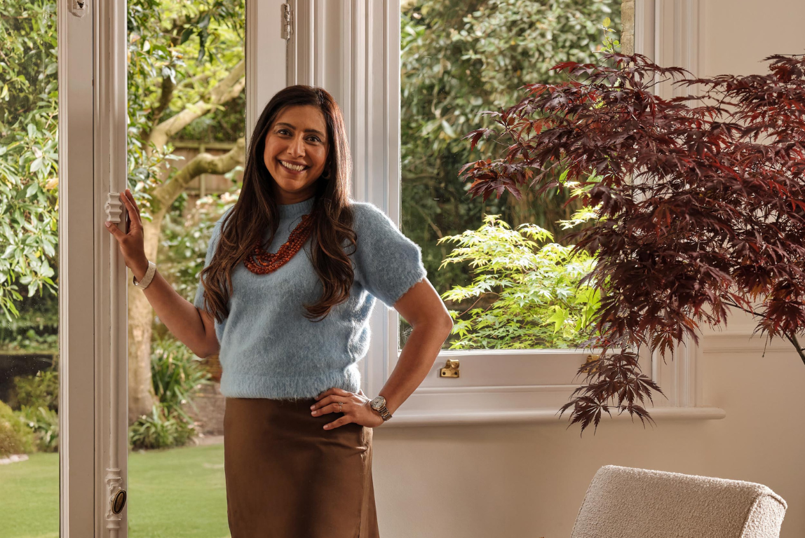 Founder and Director Charu Gandhi seen in her London rental home
