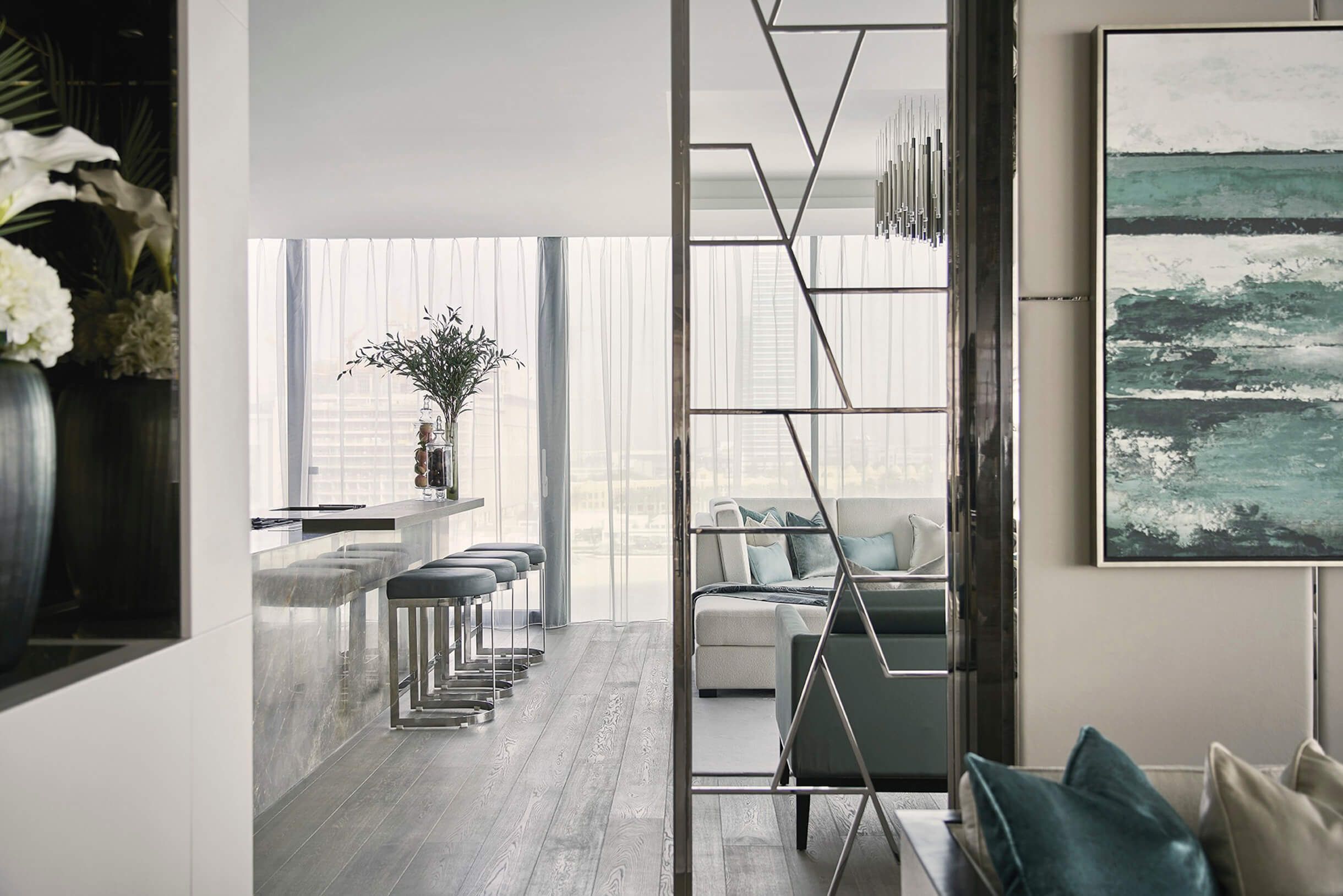 Living room and breakfast bar