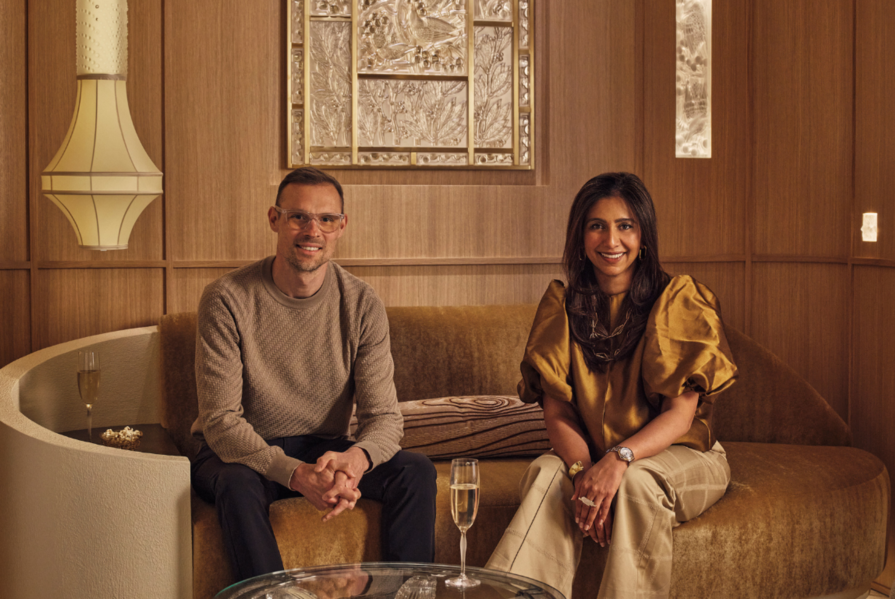 Marc Larminaux, Artistic and Creative Director of Lalique alongside Charu Gandhi, Founder and Director of Elicyon