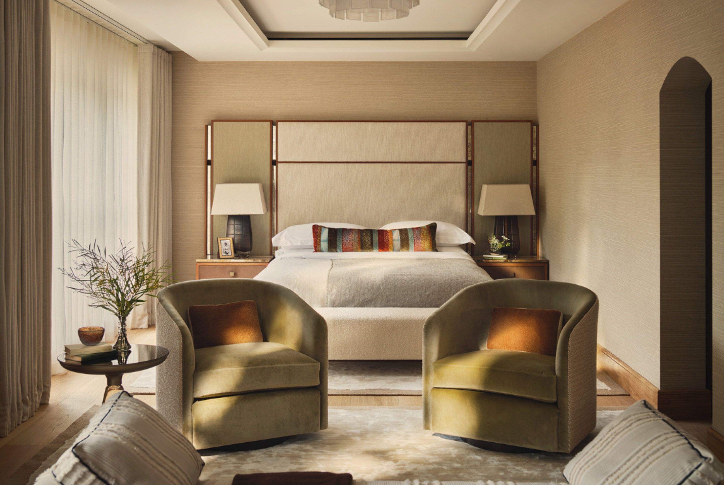 Bedroom interior of Elicyon's Kensington Garden View Pied a Terre interior design project.