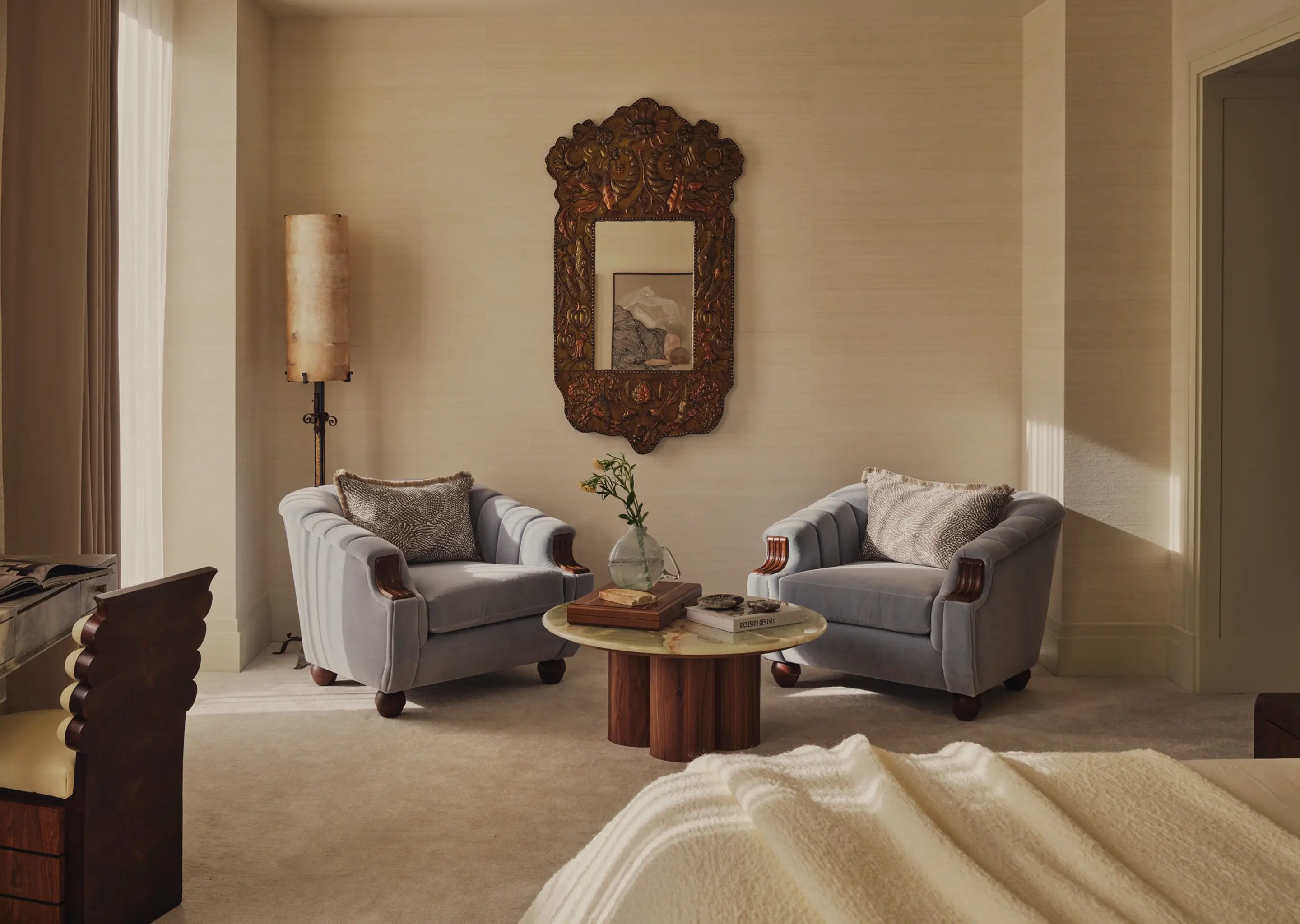 Bedroom seating area designed by Elicyon interior design studio