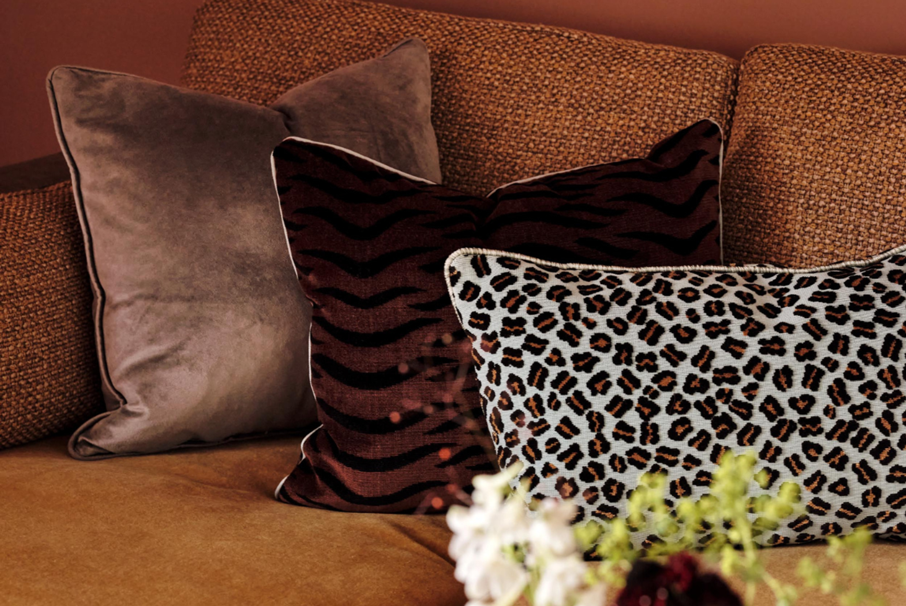 Uphostered animal print cushions