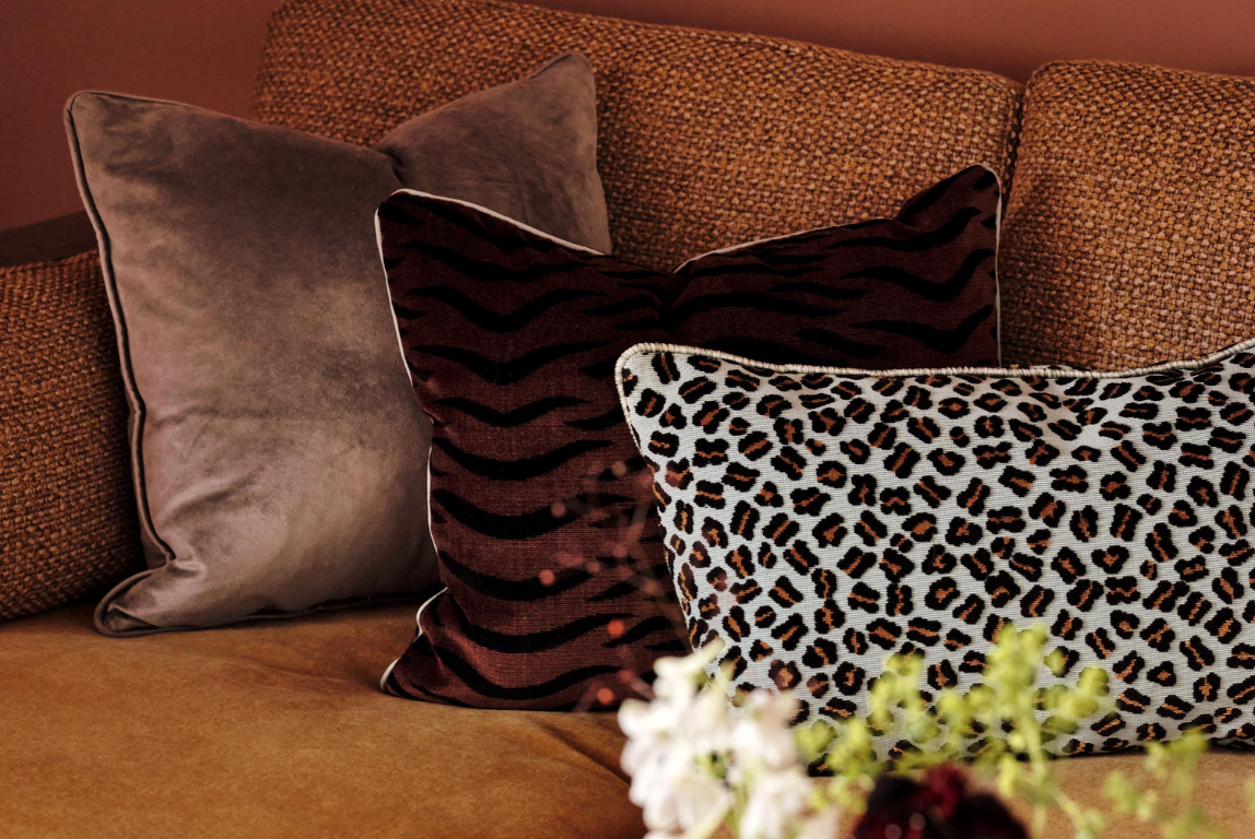Uphostered animal print cushions