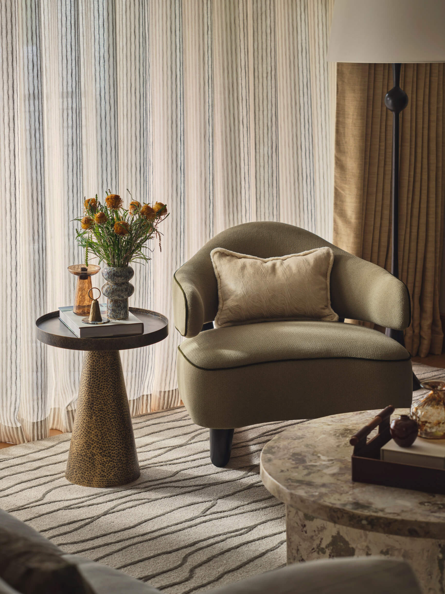 Arm chair in a living room