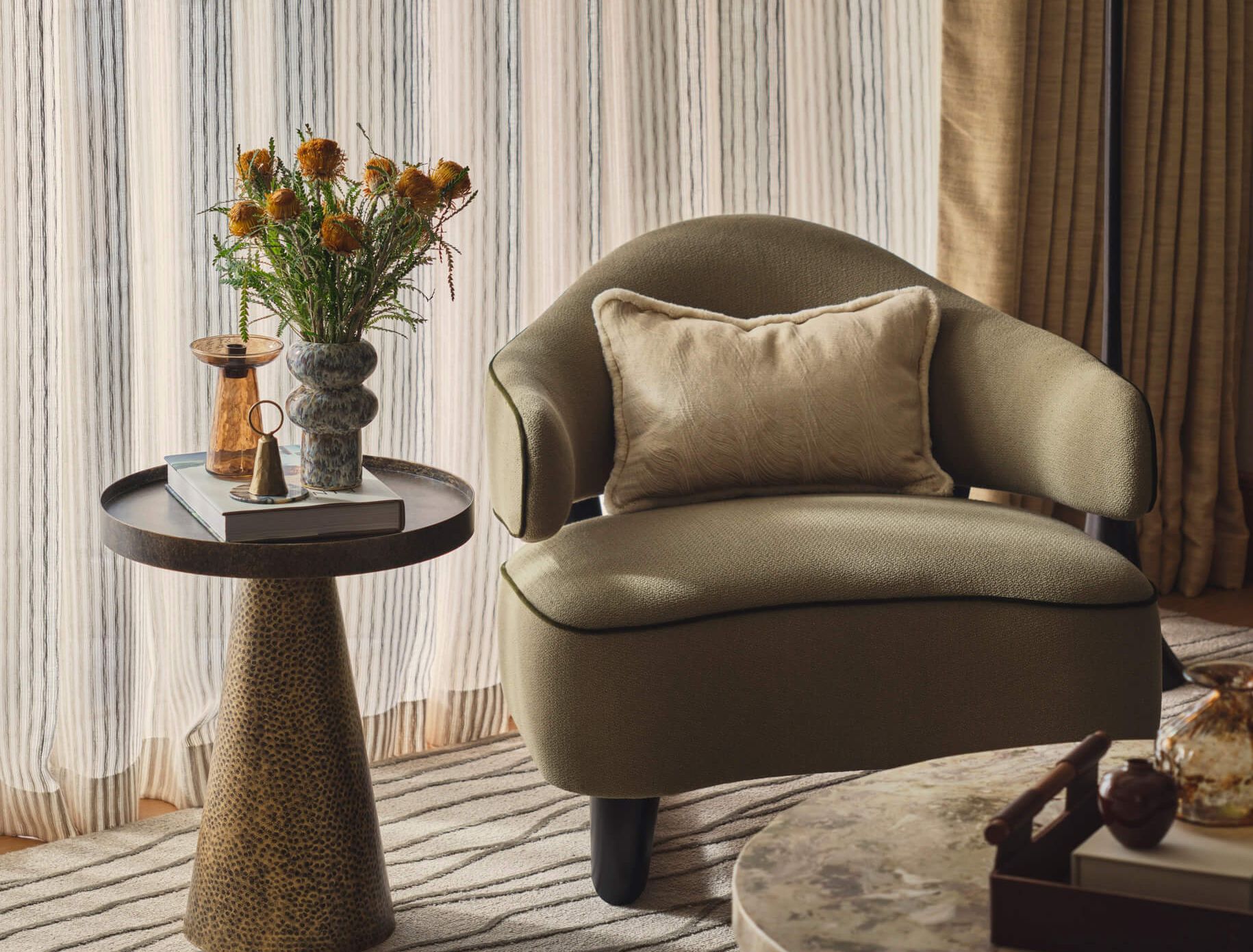 Arm chair in a living room