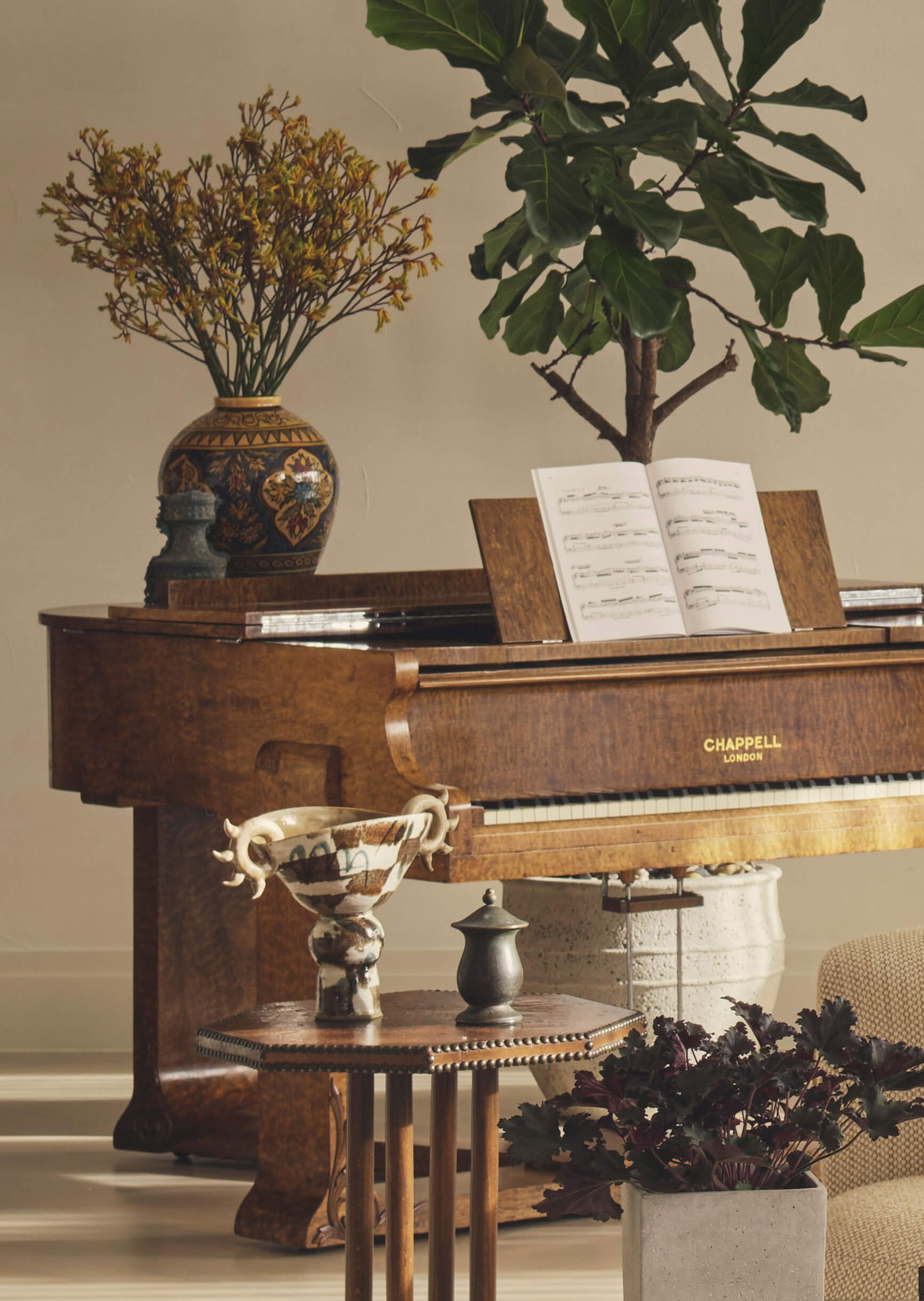 Art Deco Chappell Baby Piano curated by Elicyon interior design studio