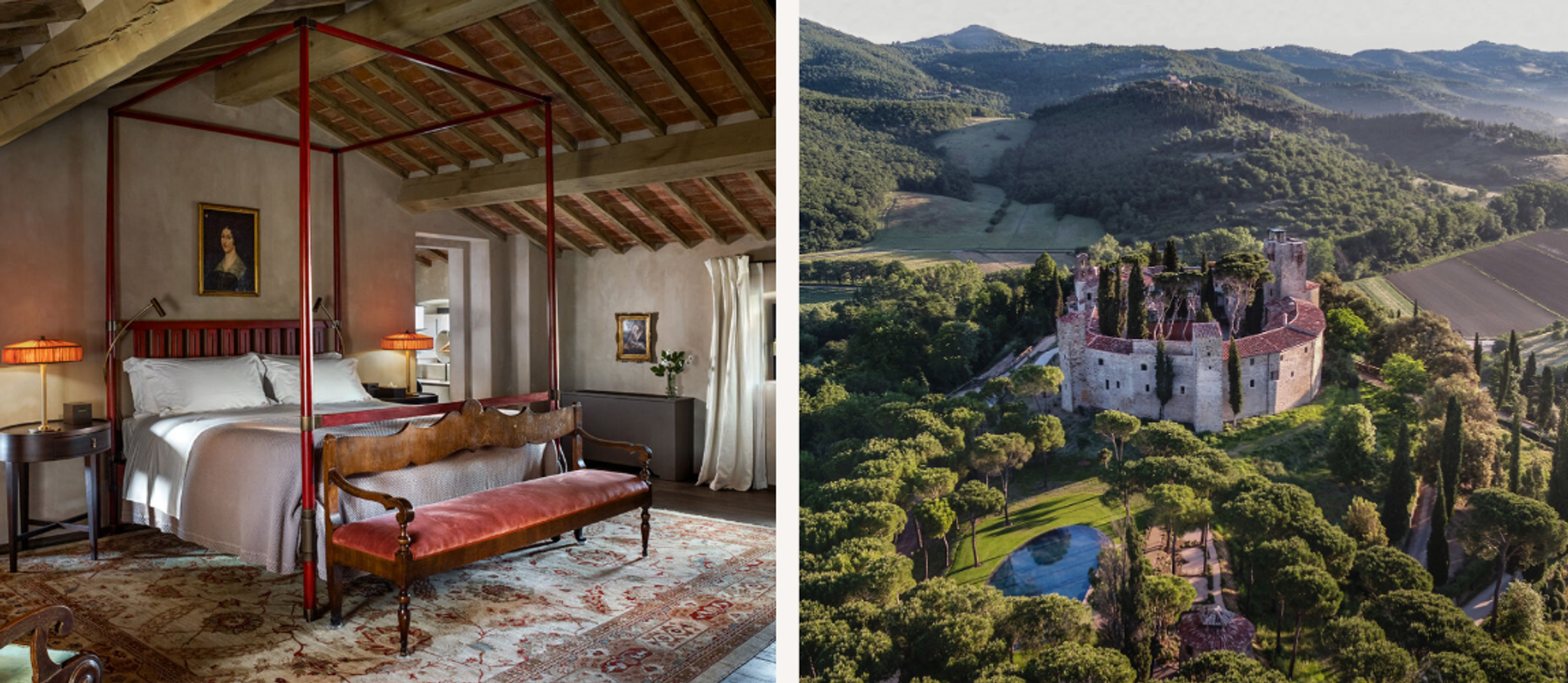 Interior design and architecture of the restoration-led hospitality project Reschio in Italy