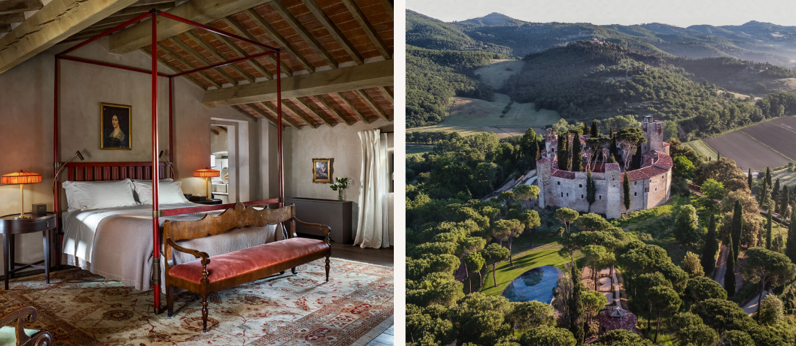 Interior design and architecture of the restoration-led hospitality project Reschio in Italy