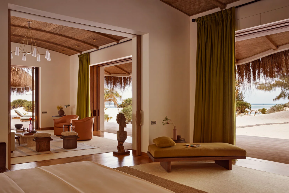 luxury interior of kisawa sanctuary in mozambique