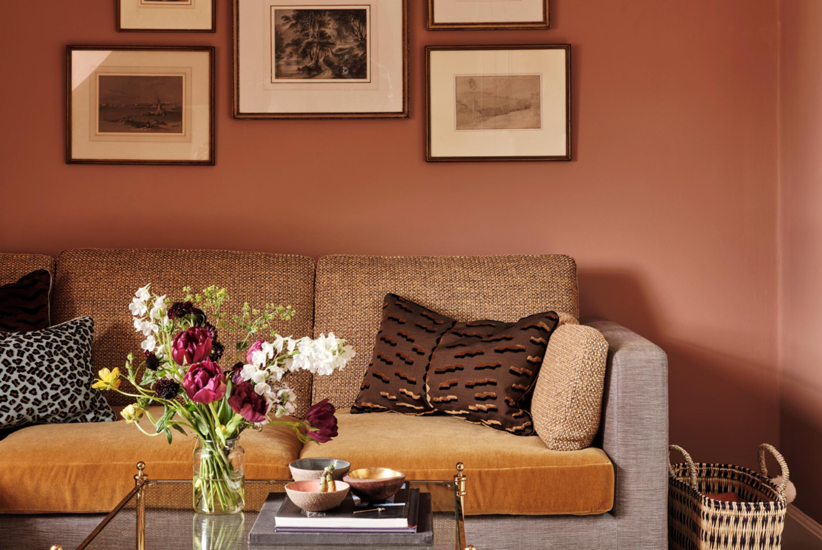 Re-upholstered sofa in the Alton House study room