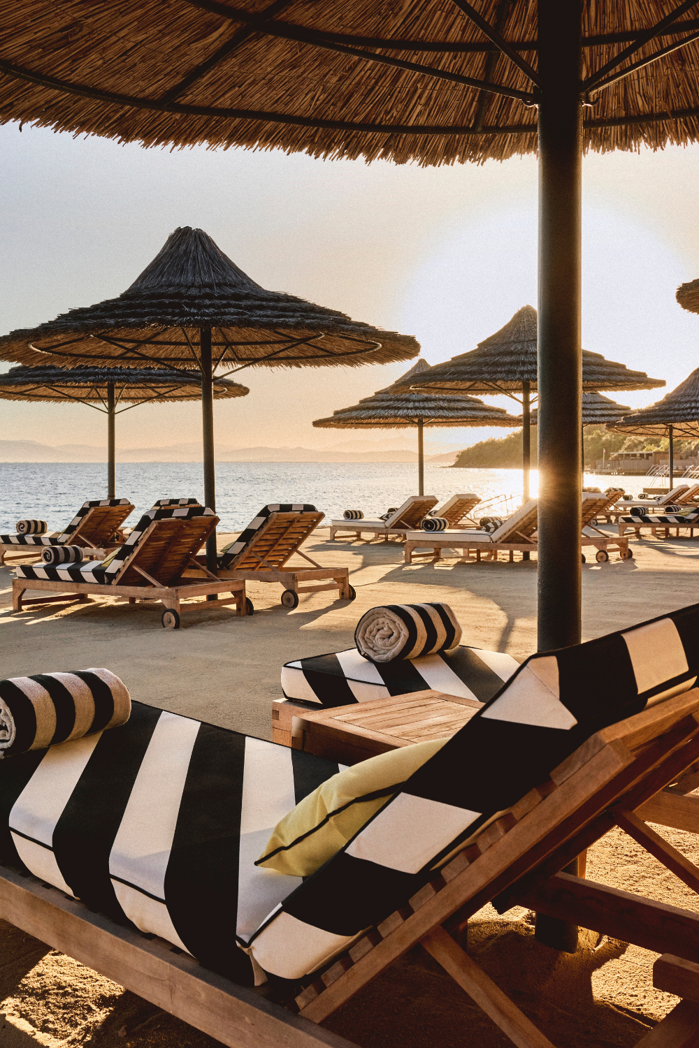 luxury beach lounge chairs at the Mandarin Oriental Bodrum