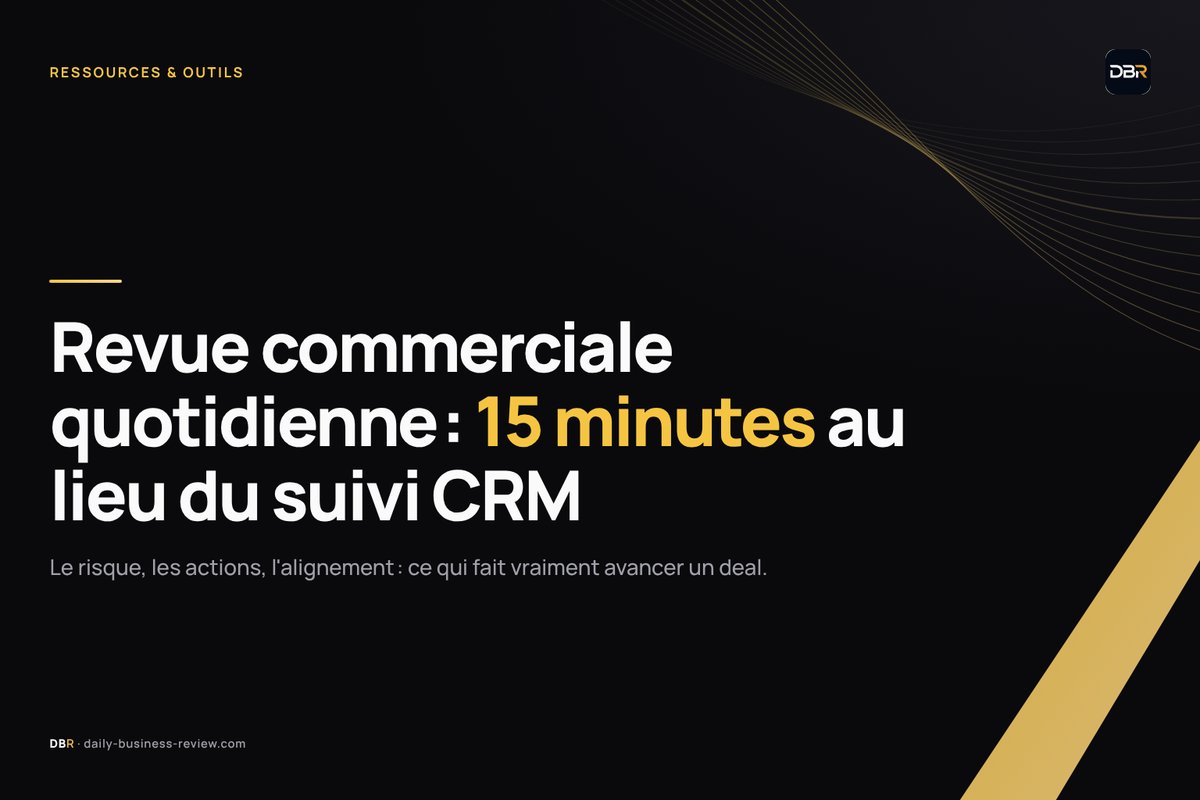 Infographie — La revue quotidienne en 15 minutes : risque, actions, alignement, contre le suivi des tâches CRM
