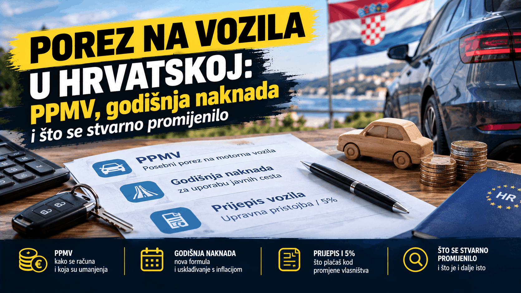 Porez na vozila u Hrvatskoj – PPMV, godišnja naknada za ceste i davanja pri kupnji vozila