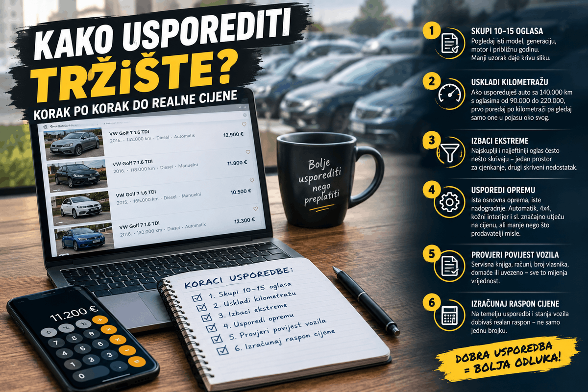 Usporedba oglasa i cijena rabljenih automobila za procjenu realne tržišne vrijednosti