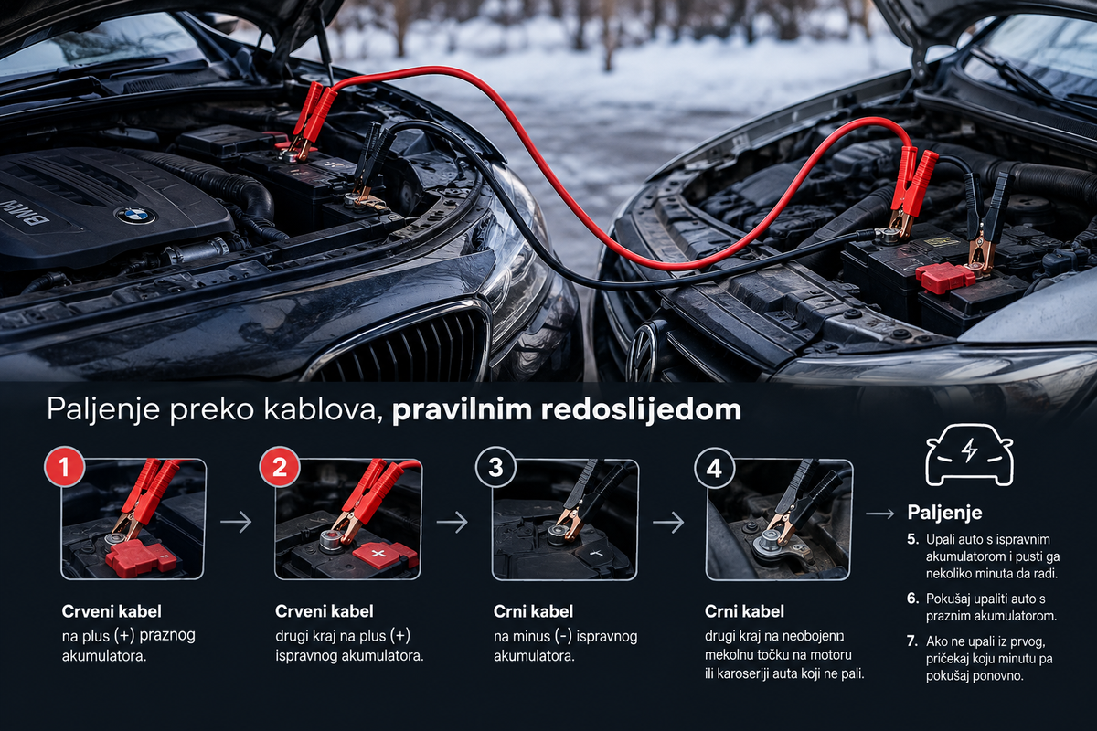 Paljenje automobila preko kablova pravilnim redoslijedom