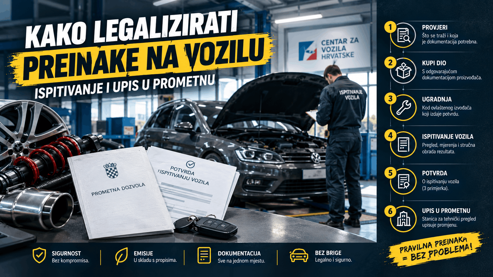Legalizacija preinake na vozilu kroz ispitivanje i upis promjene u prometnu dozvolu