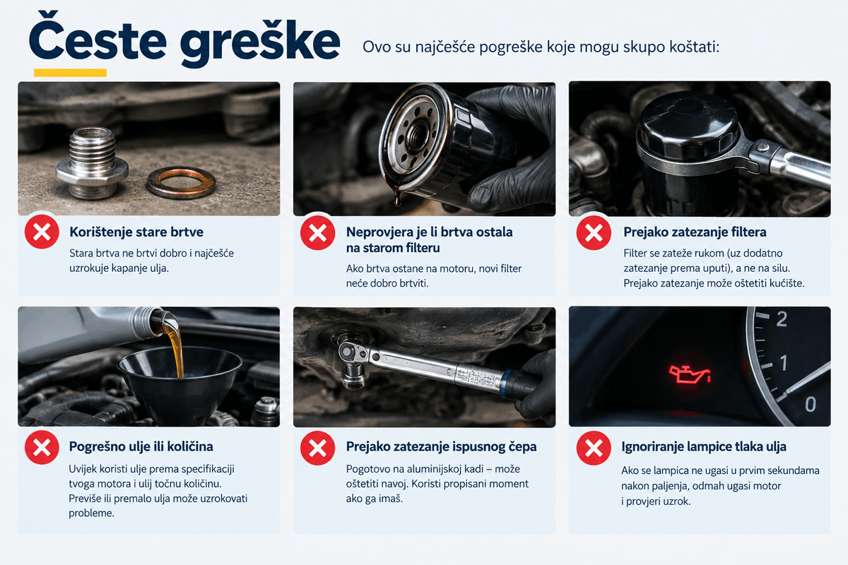 Najčešće greške kod zamjene motornog ulja i uljnog filtera