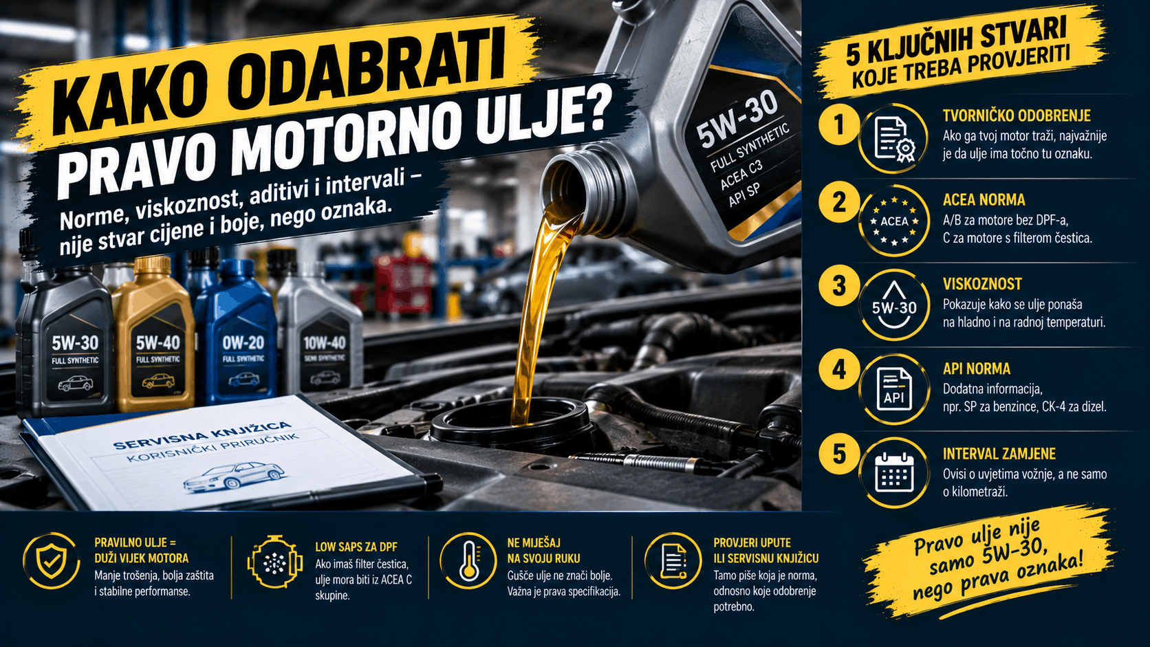 Odabir pravog motornog ulja prema tvorničkom odobrenju, ACEA normi i viskoznosti