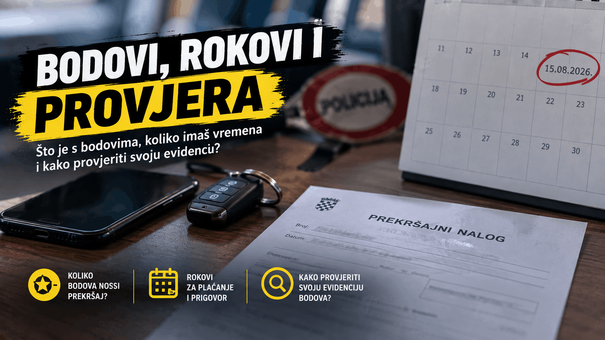 Bodovi, rokovi i provjera prekršaja i negativnih bodova za vozače