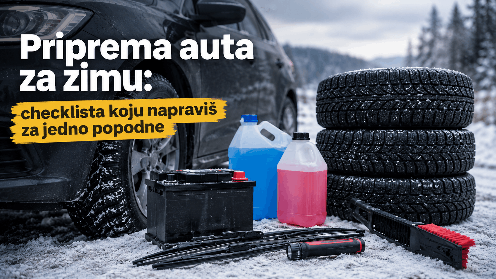 Priprema auta za zimu - provjera guma, akumulatora, rashladne tekućine i zimske opreme