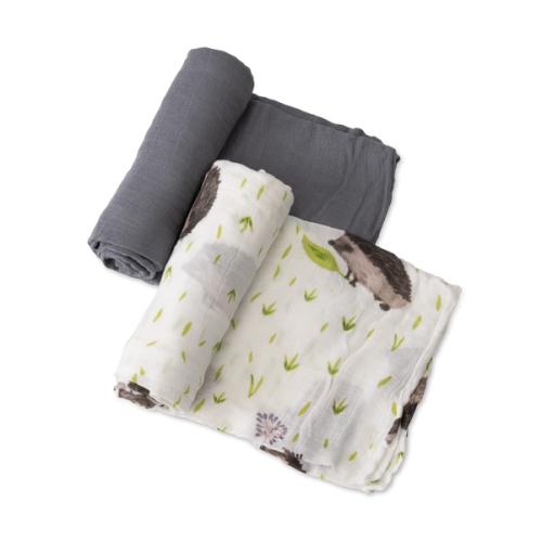 Deluxe Muslin Swaddle 2 Pack Charcoal Hedgehog Set's' image