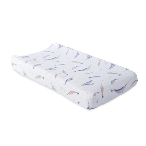 Cotton Muslin Changing Pad Cover Narwhal's' image