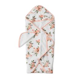 Hooded Towel & Washcloth Set Watercolor Roses