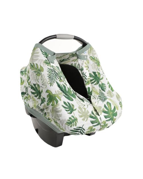 Cotton Muslin Car Seat Canopy 2 Tropical Leaf's' image